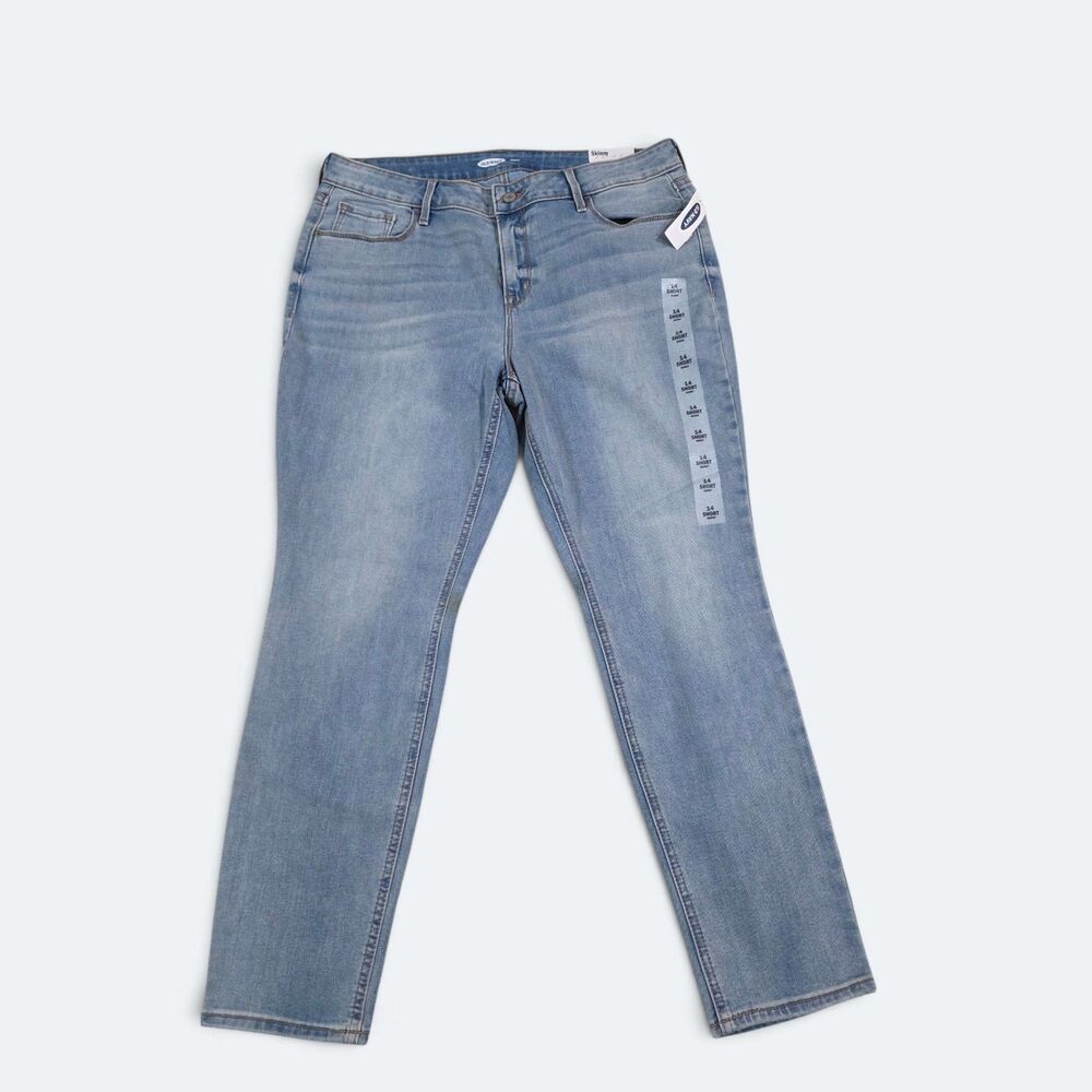 Old Navy Women Skinny Jeans Size 14 Short Light Wash Denim Blue Casual NWT